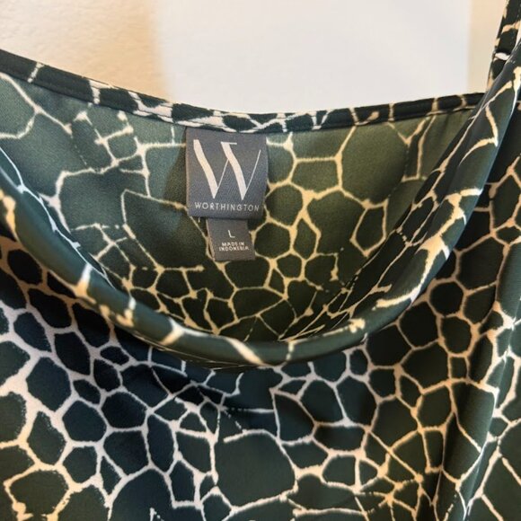 Green Satin Cowl Neck Cami – Worthington, Size Large - Picture 2 of 4